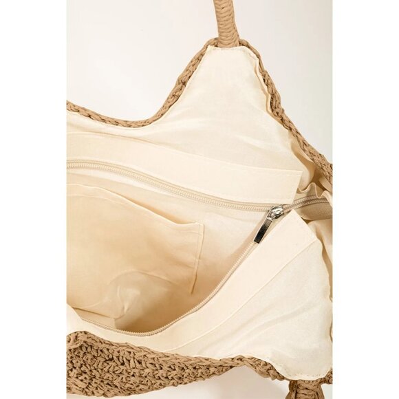 Fame Straw Braided Tote Bag with Tassel - Picture 2 of 4